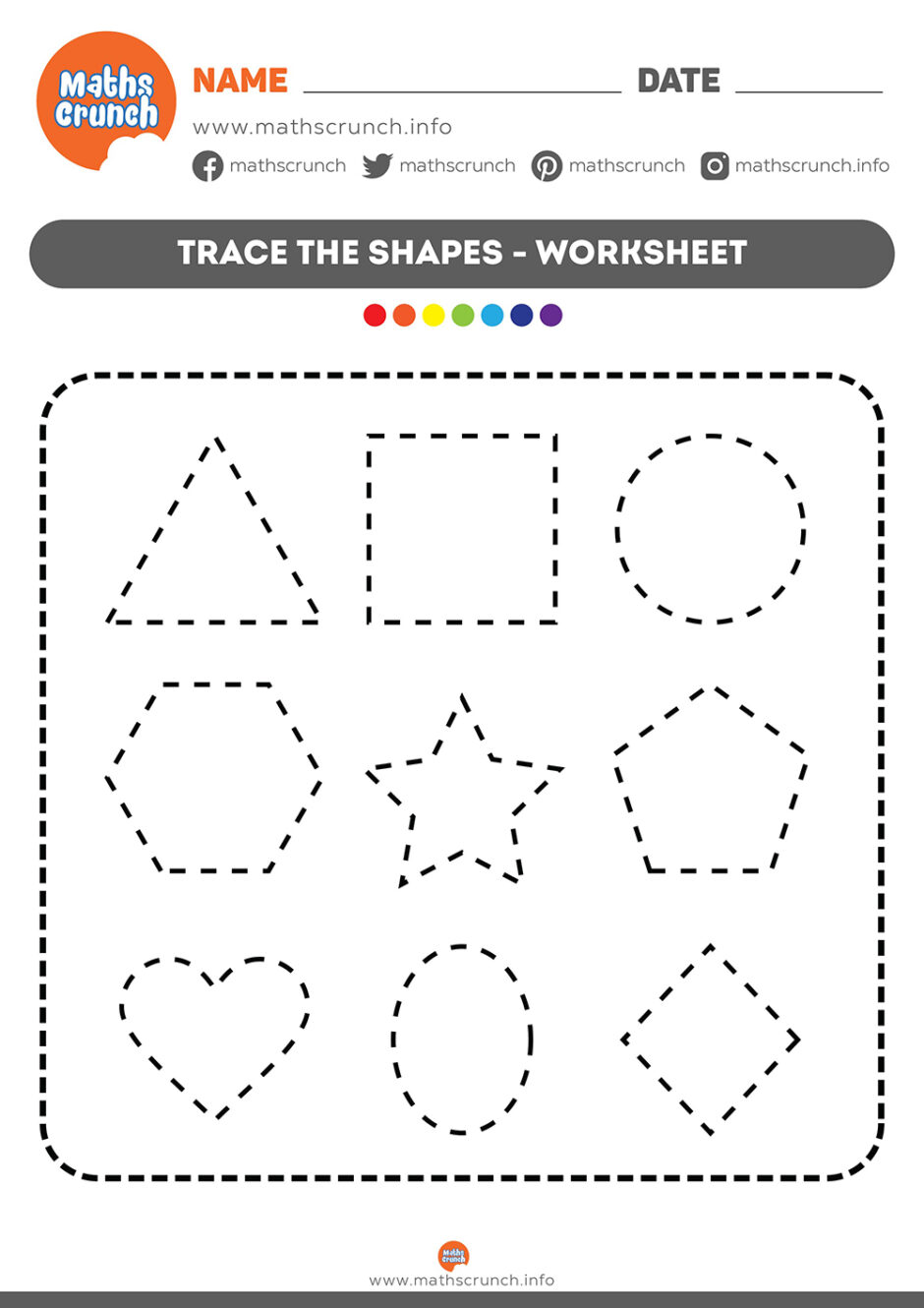 Get free printable tracing the shapes worksheet for school kids education in a PDF file