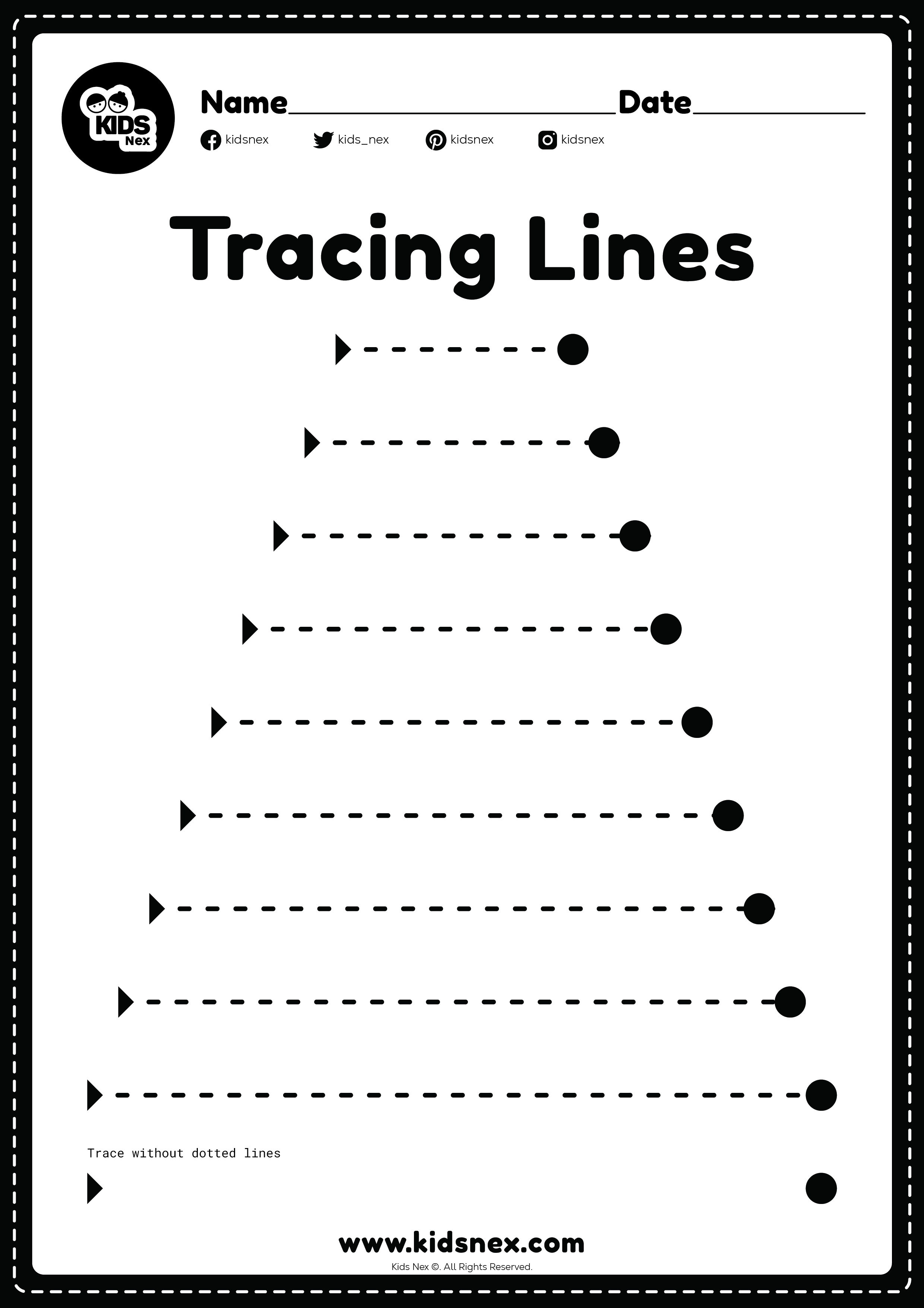 Tracing lines worksheet for kindergarten and preschoolers kids