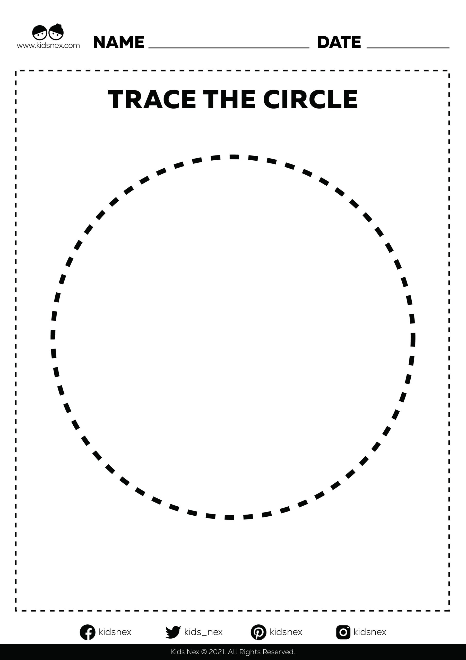 Free printable trace and circle worksheet for preschoolers and kindergarten kids for easy activities