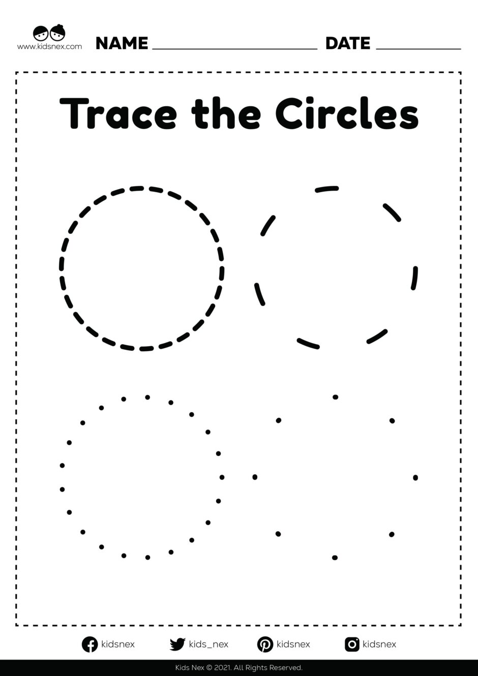 Circle Trace Worksheet For Kids