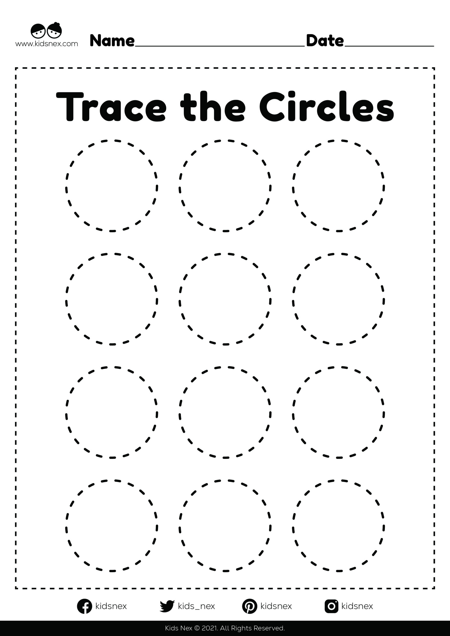 Tracing circles for kids educational worksheet for kindergarten and preschoolers for easy and fun activities in a printable illustration file format