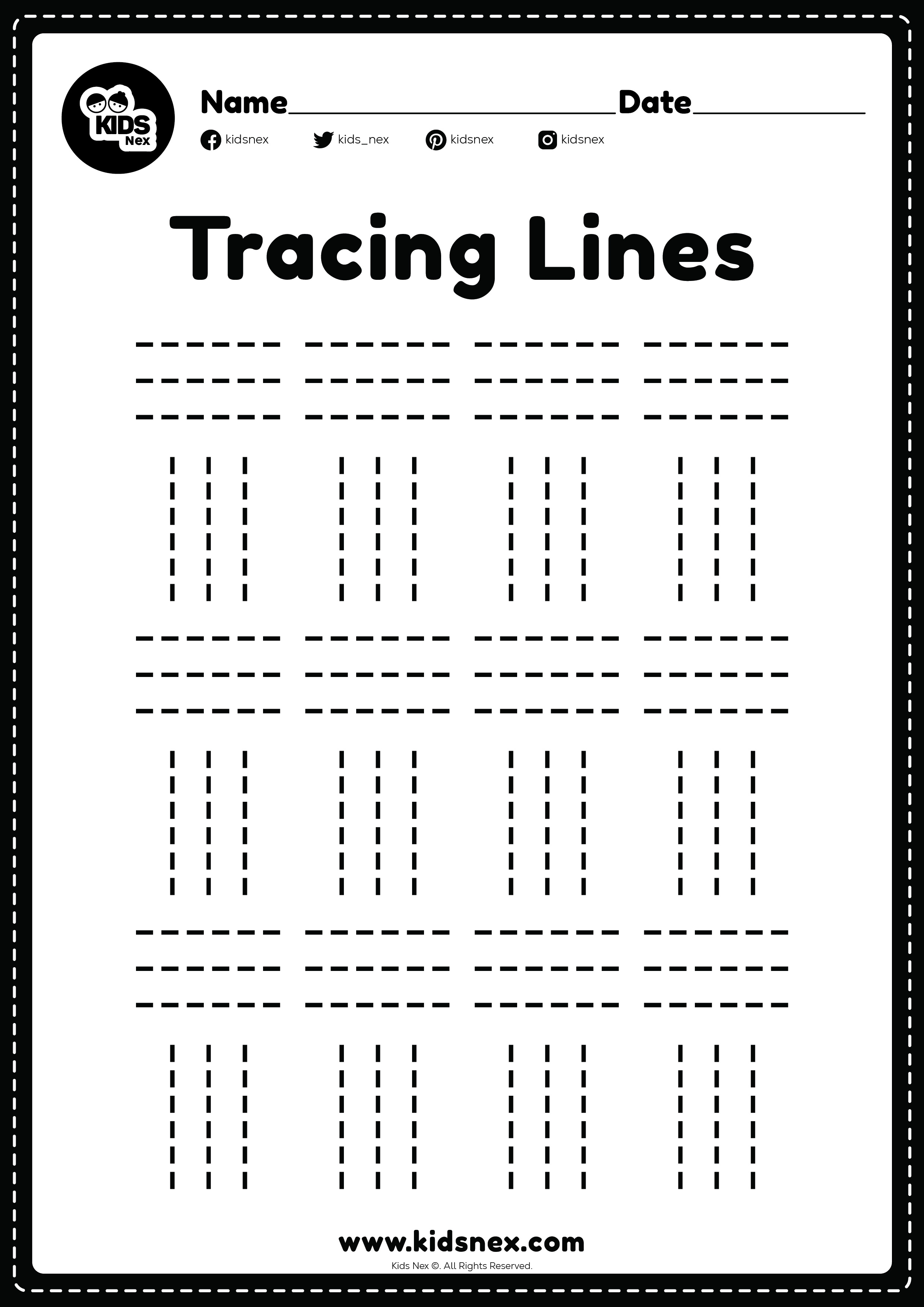 Tracing lines preschool worksheet for kindergarten kids for educational activities in a free printable page.