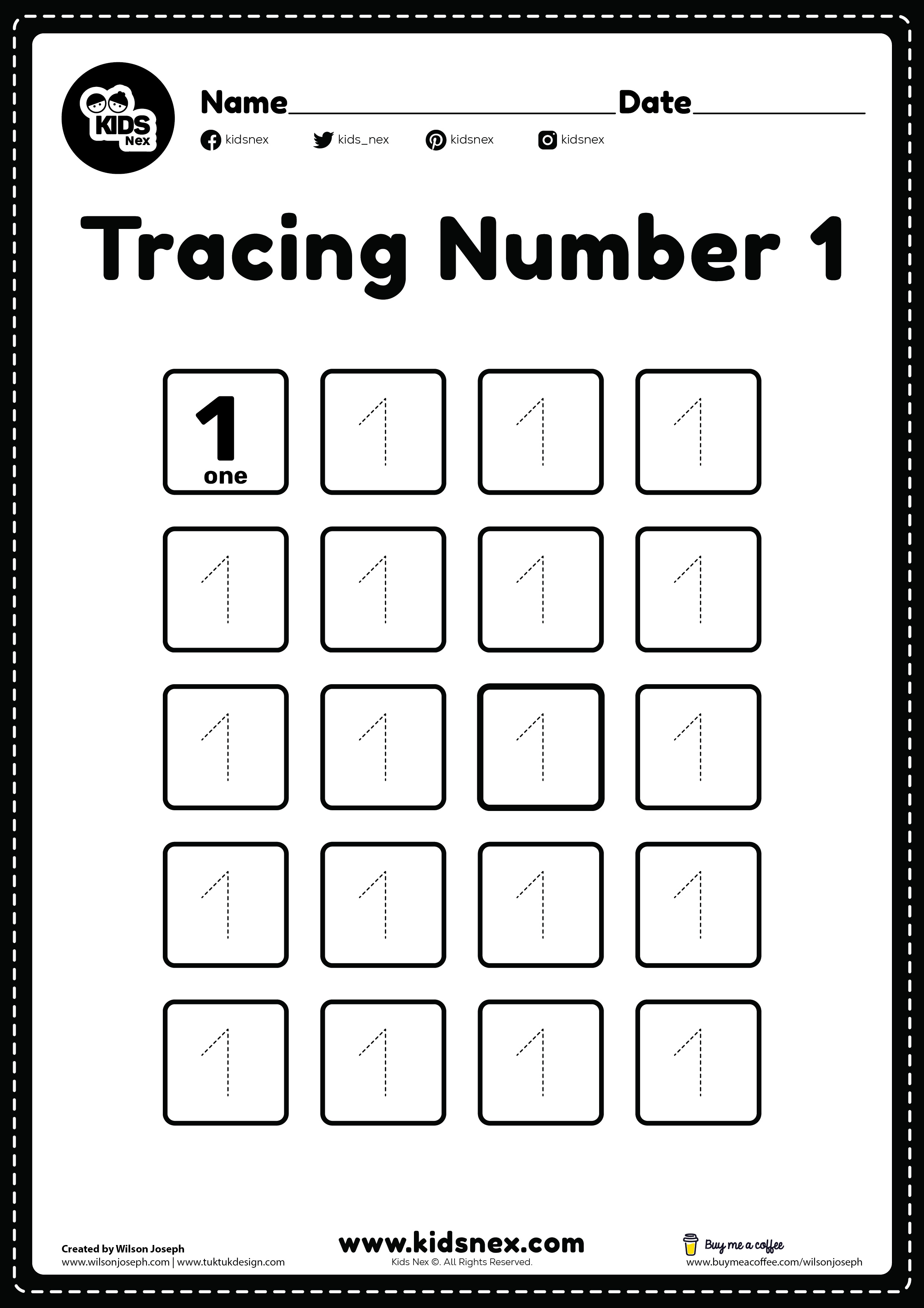 1 Number Tracing Worksheet