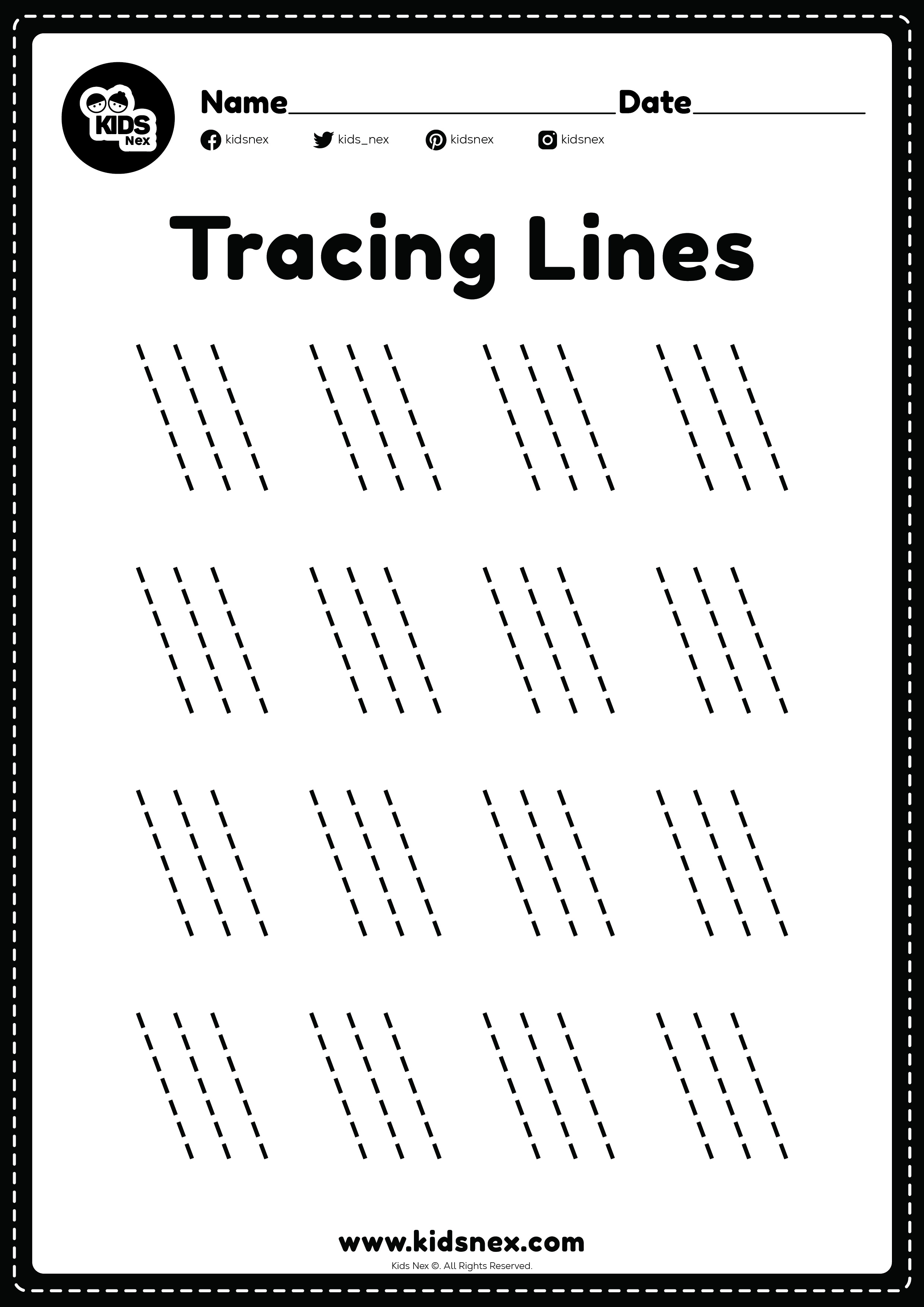 Left Slanting line worksheet for kindergarten and preschool kids for tracing practice