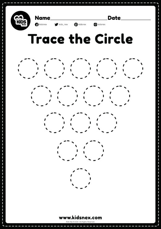 Circles tracing worksheet for preschool and kindergarten school kids for a educational learning activities in a free printable file format.