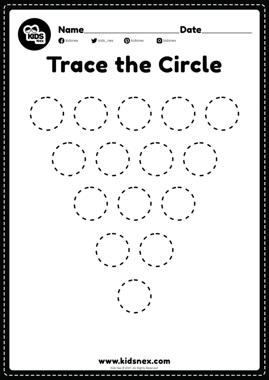 Circles tracing worksheet for preschool and kindergarten school kids for a educational learning activities in a free printable file format