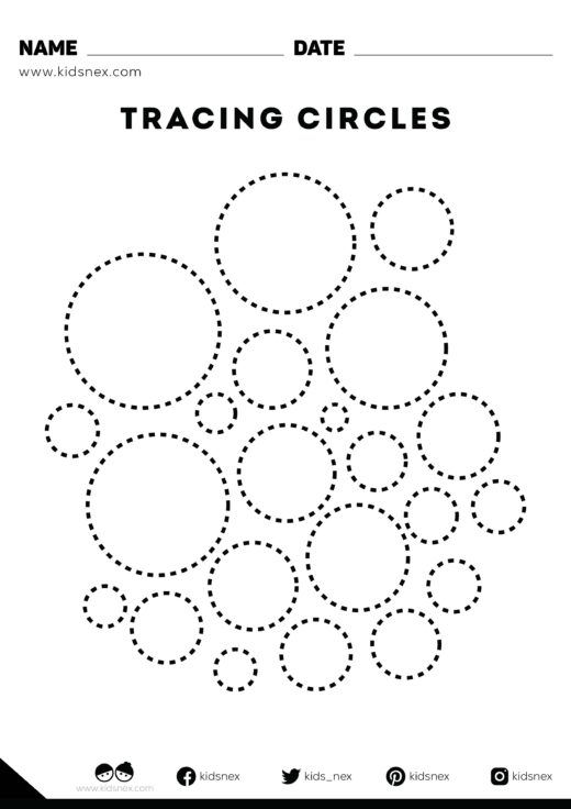 Tracing circles free worksheet for kindergarten and preschoolers kids