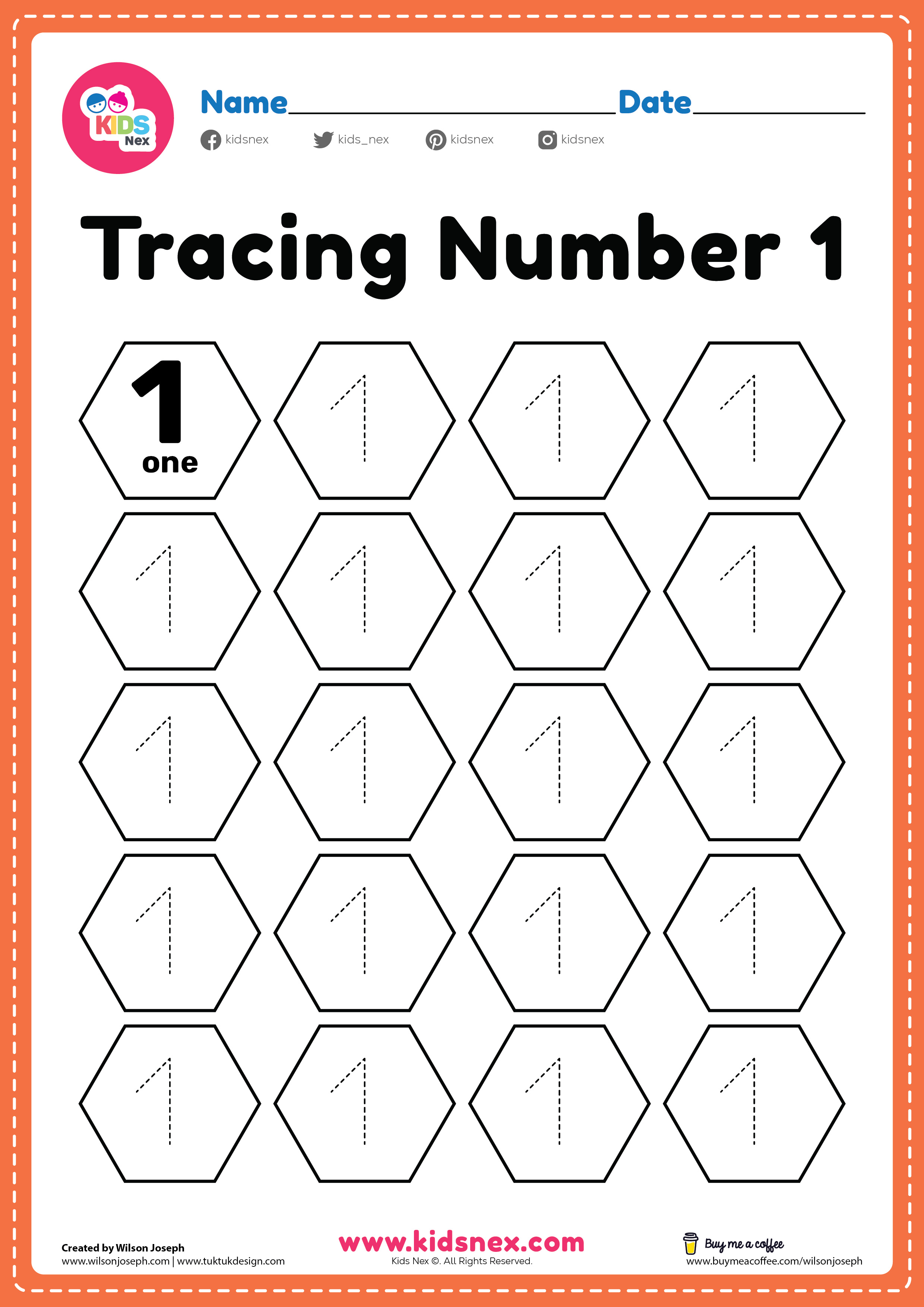 Tracing Number 1 Handwriting Practice Free PDF Printable Tracing Number 1 Handwriting Practice Free PDF Printable