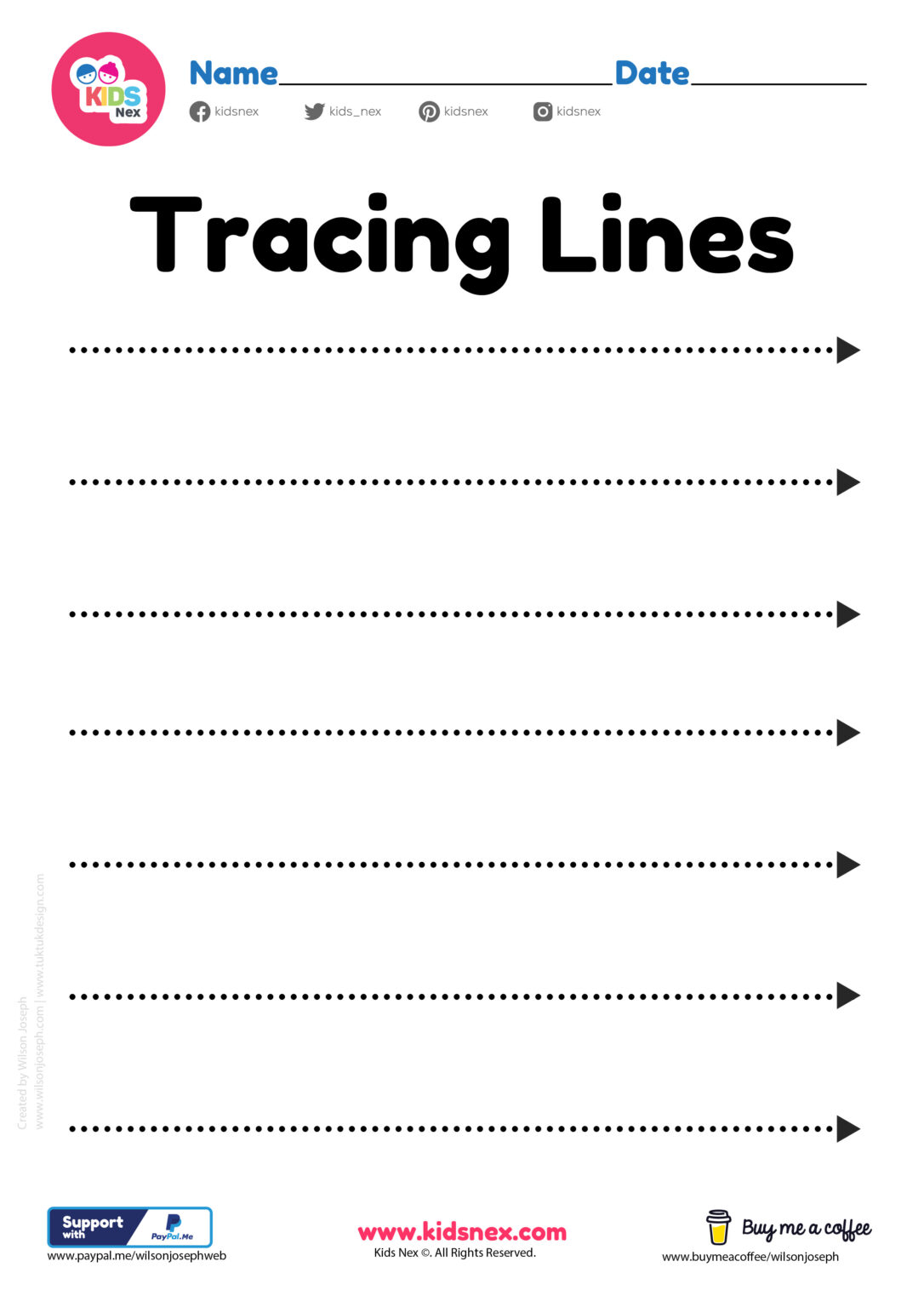 Free Tracing Lines Worksheet for Kindergarten and Preschool