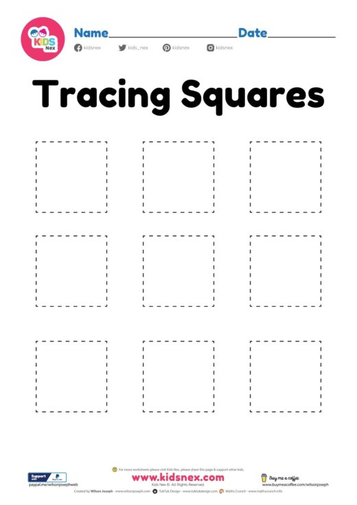 Tracing Square Shapes Worksheet for Kindergarten