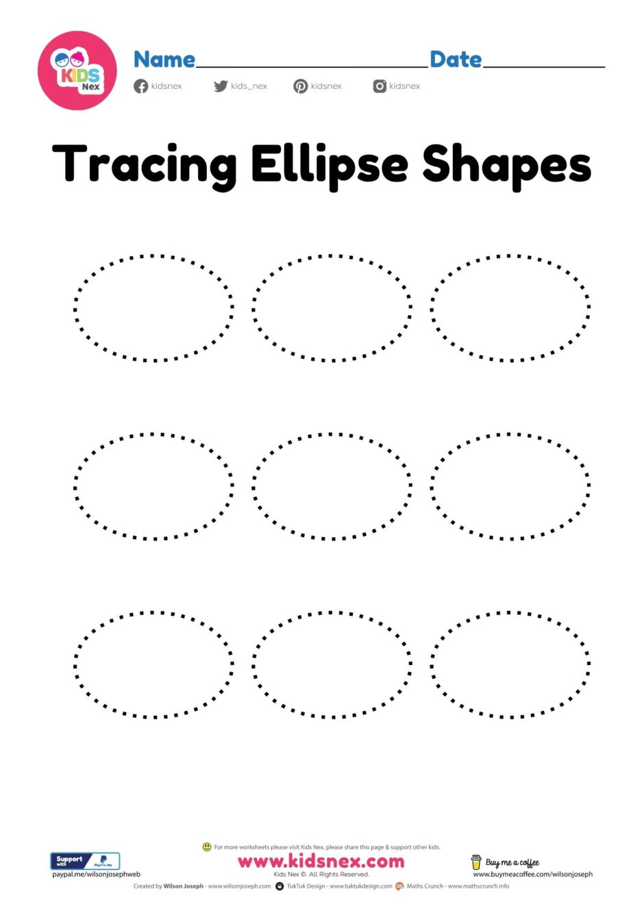 Ellipse Shape Worksheet