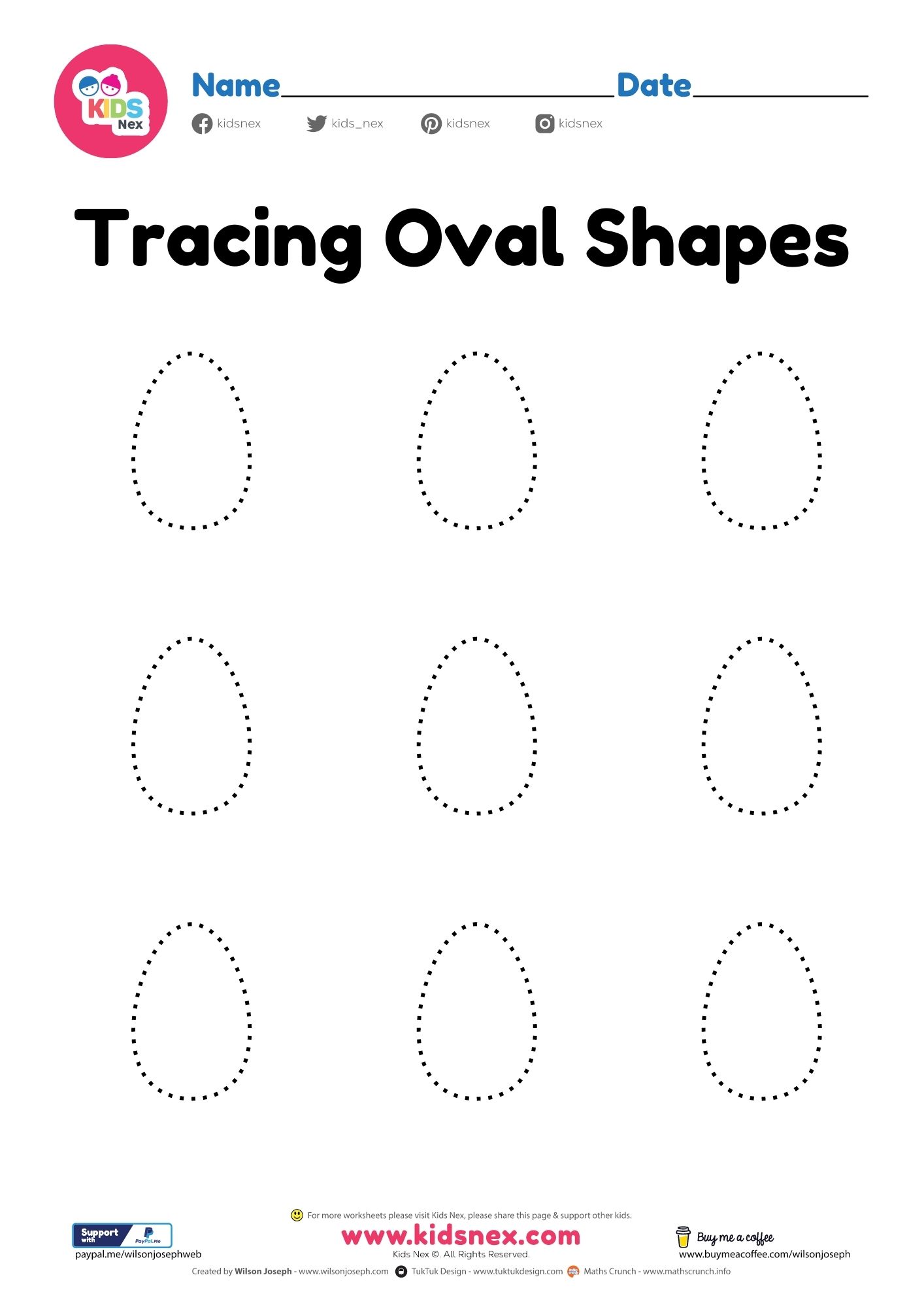 Oval Shape Worksheet