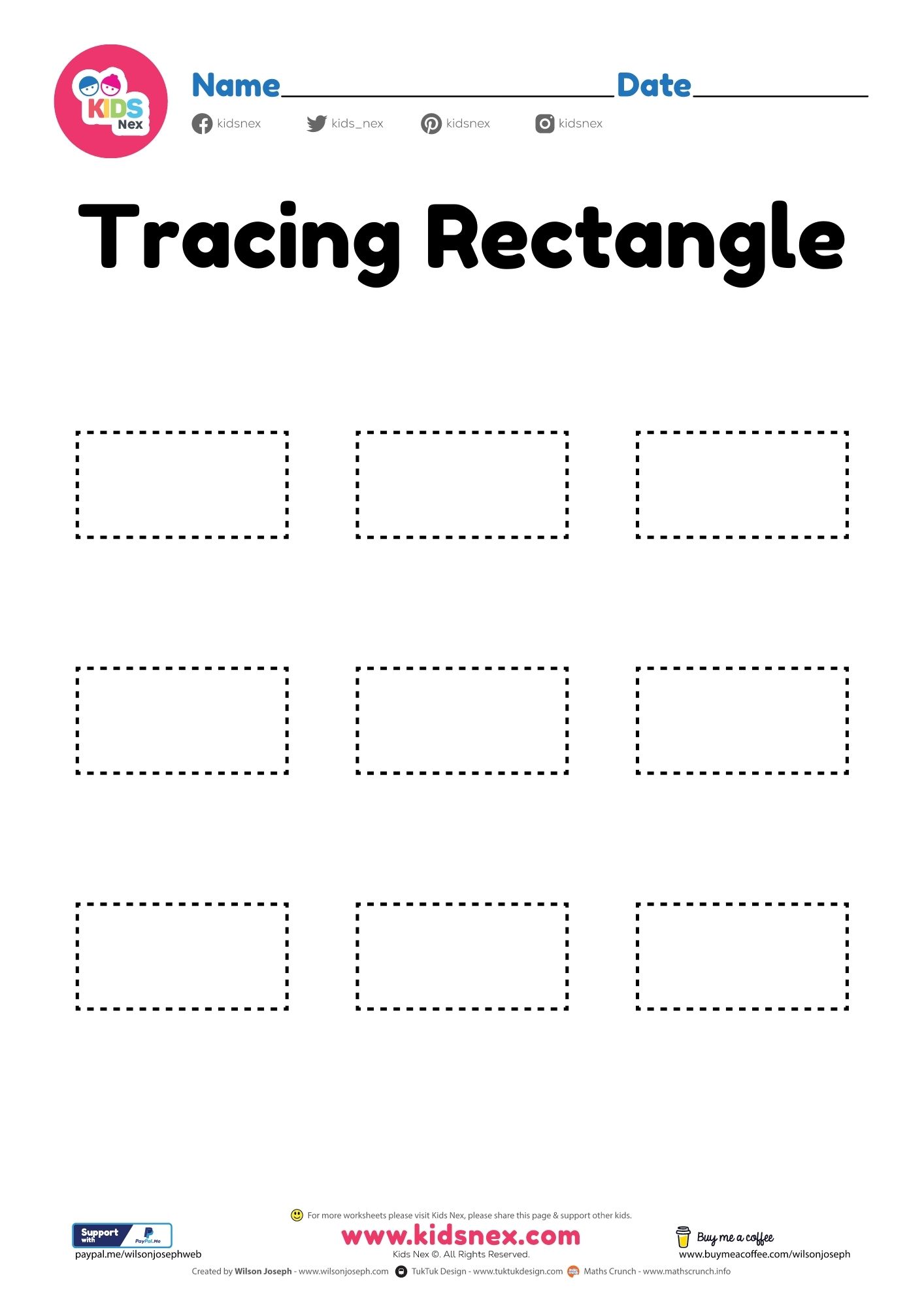 Tracing rectangle worksheet