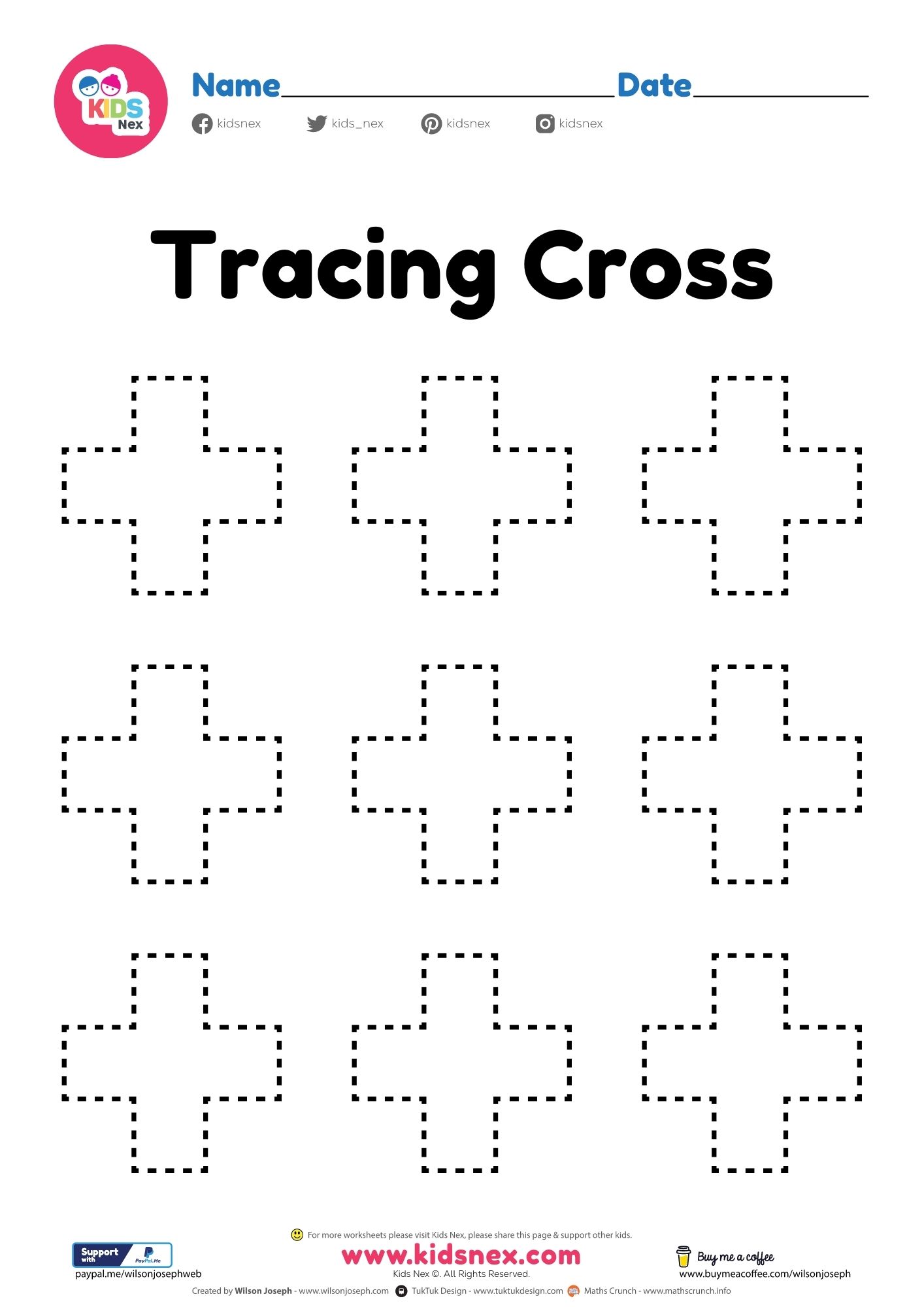 Cross Shape Worksheet