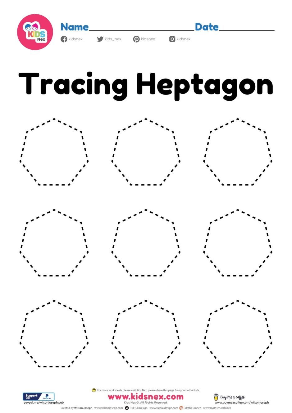 Heptagon Shape Worksheet