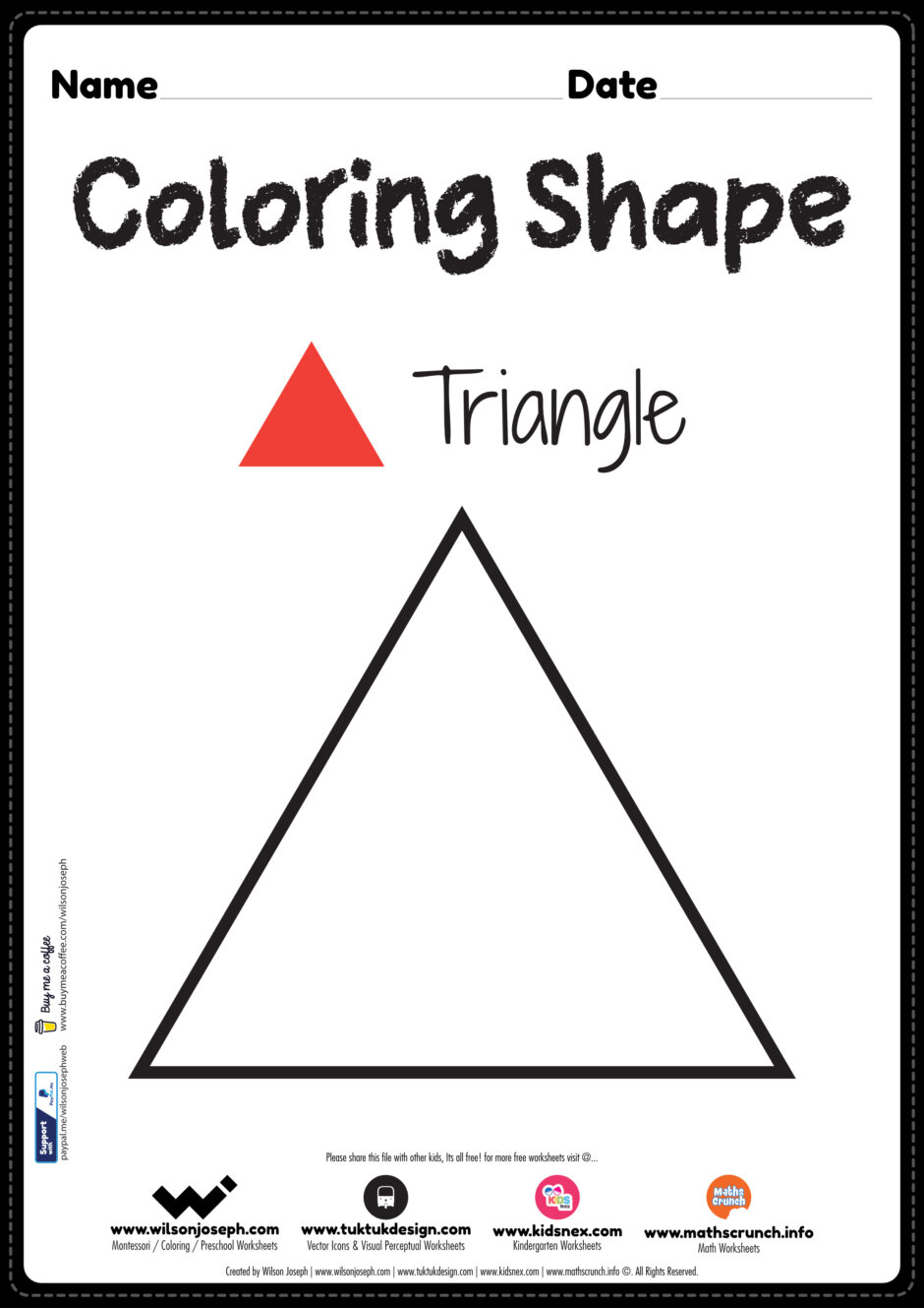 triangle coloring page free printable pdf for kindergarten