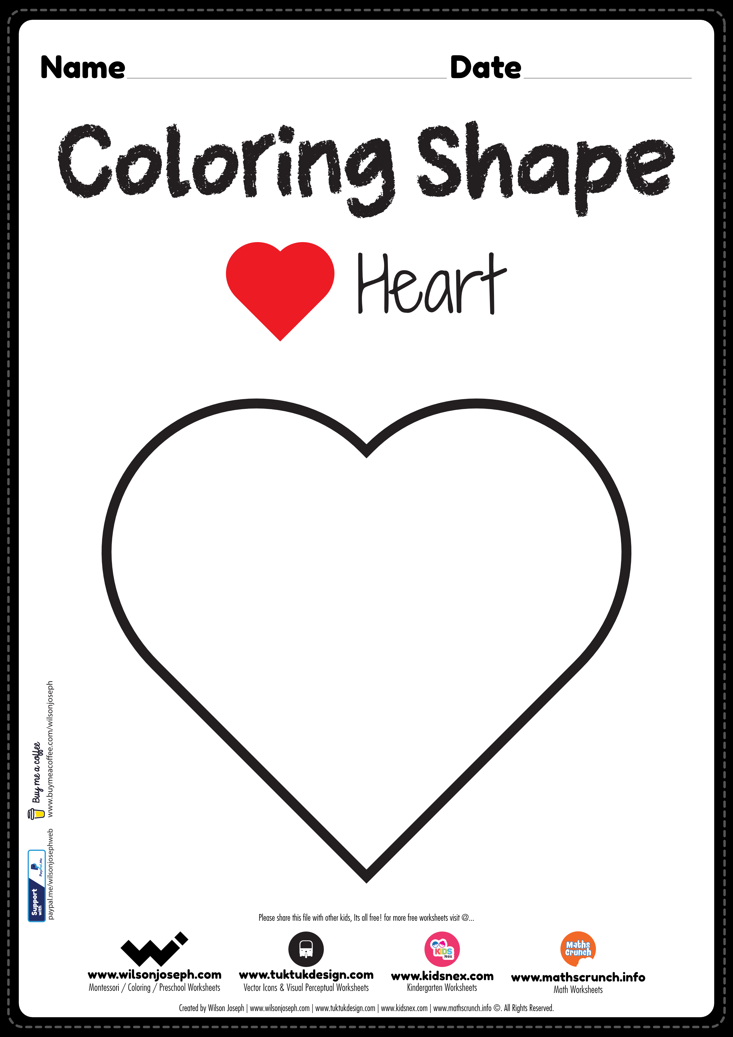 Heart Coloring Page   Free Printable PDF for Kindergarten