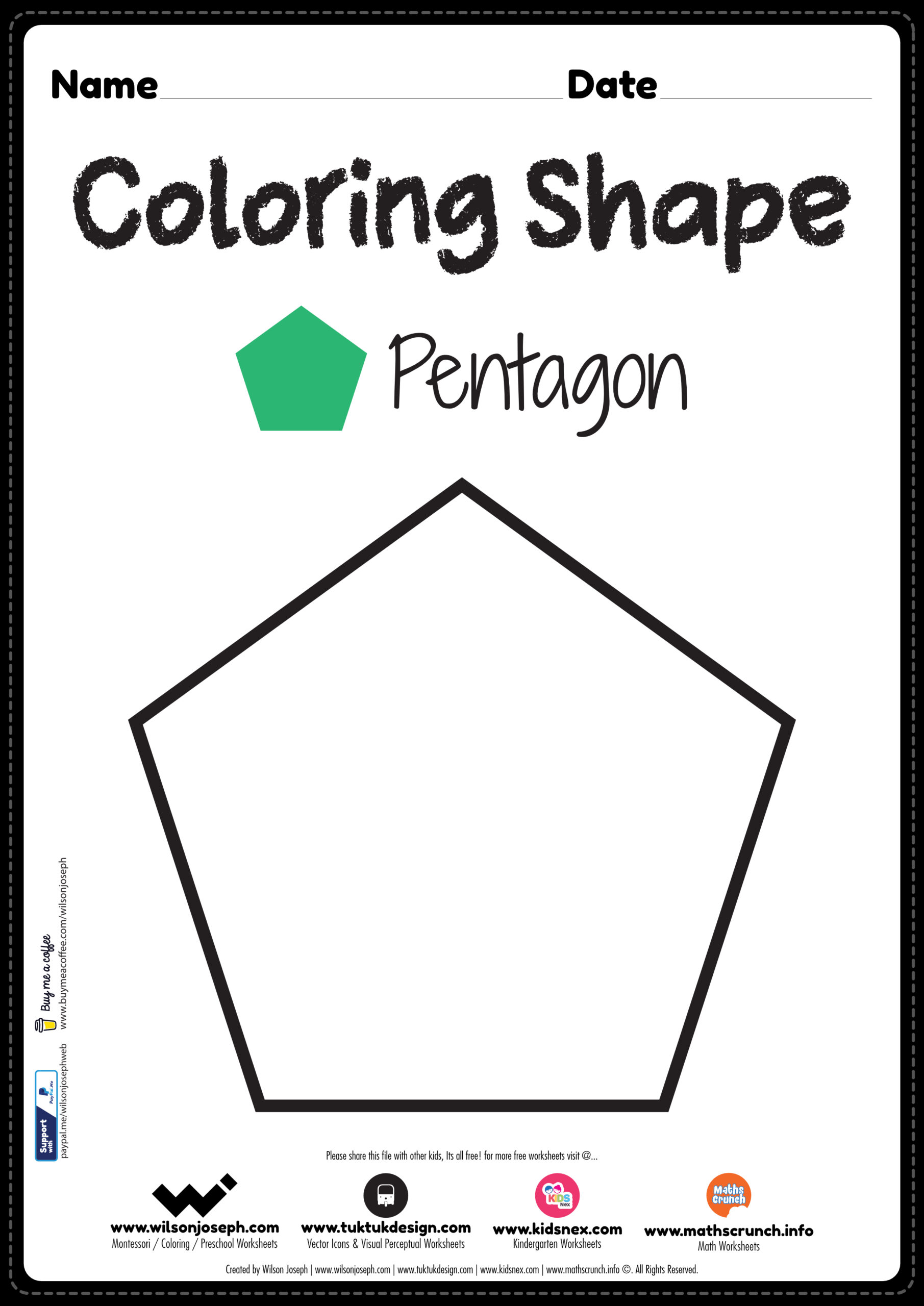 Pentagon Shapes Worksheets
