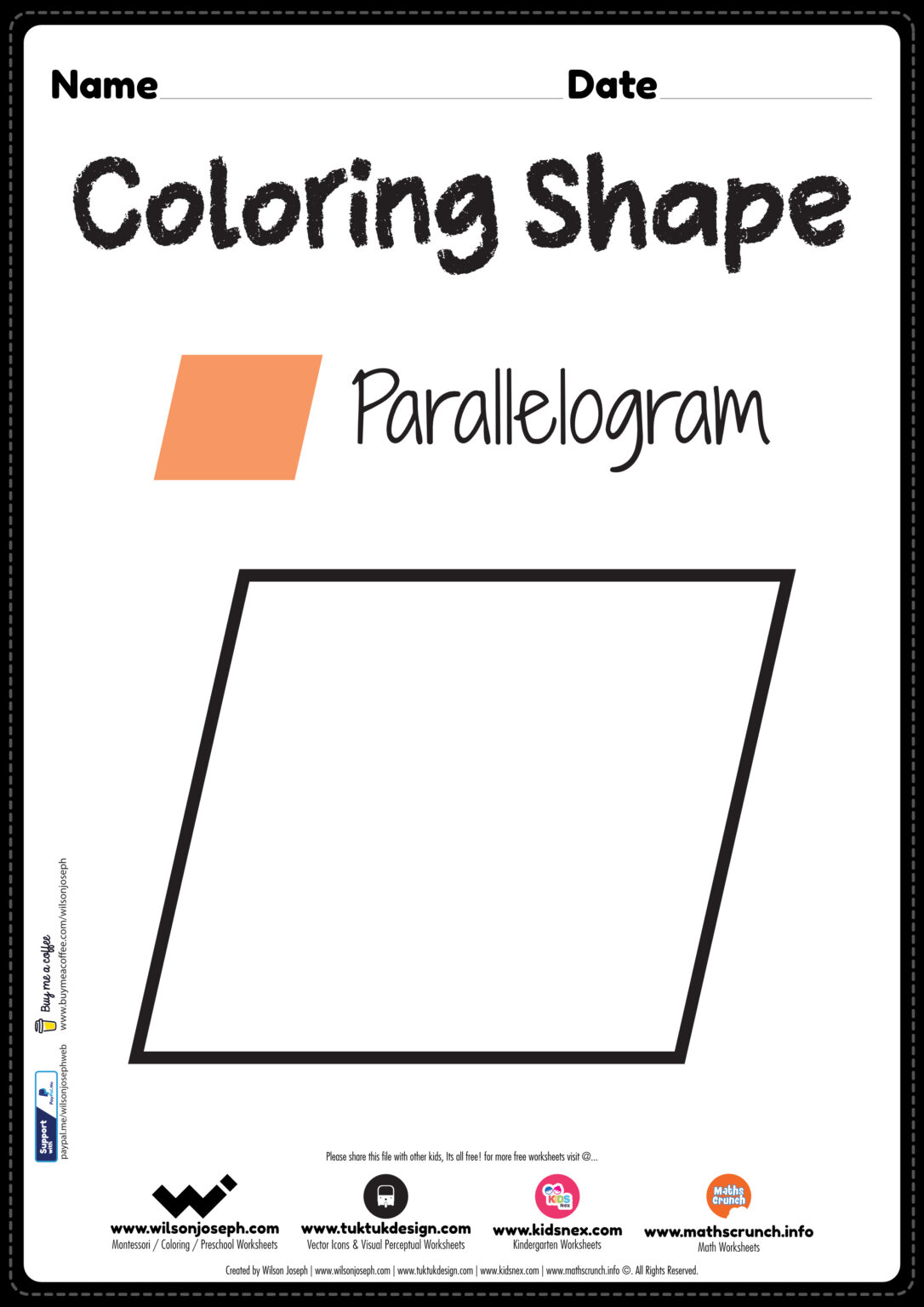 Parallelogram Coloring Page - Free Printable PDF for Kids