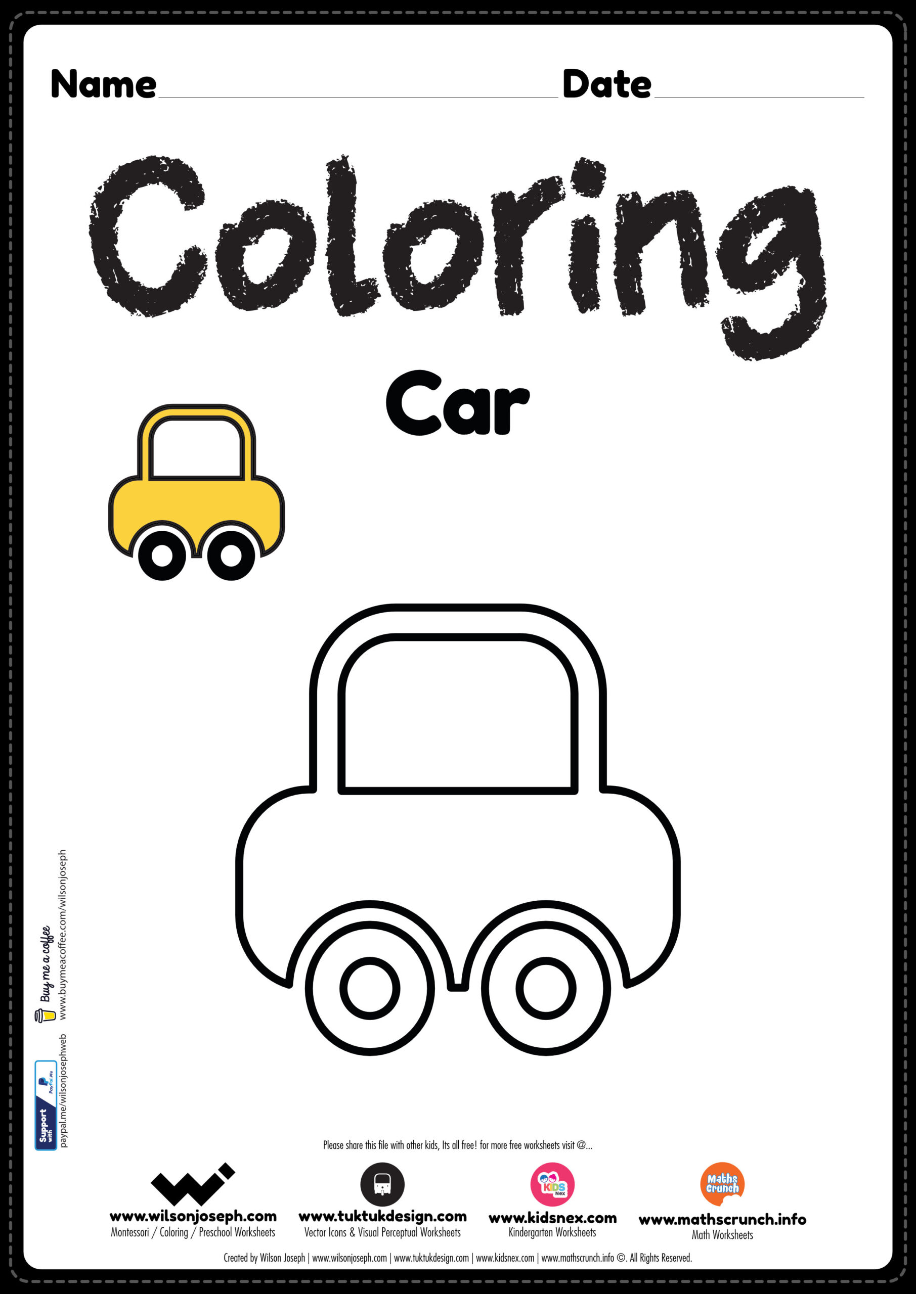 Preschool Car Template
