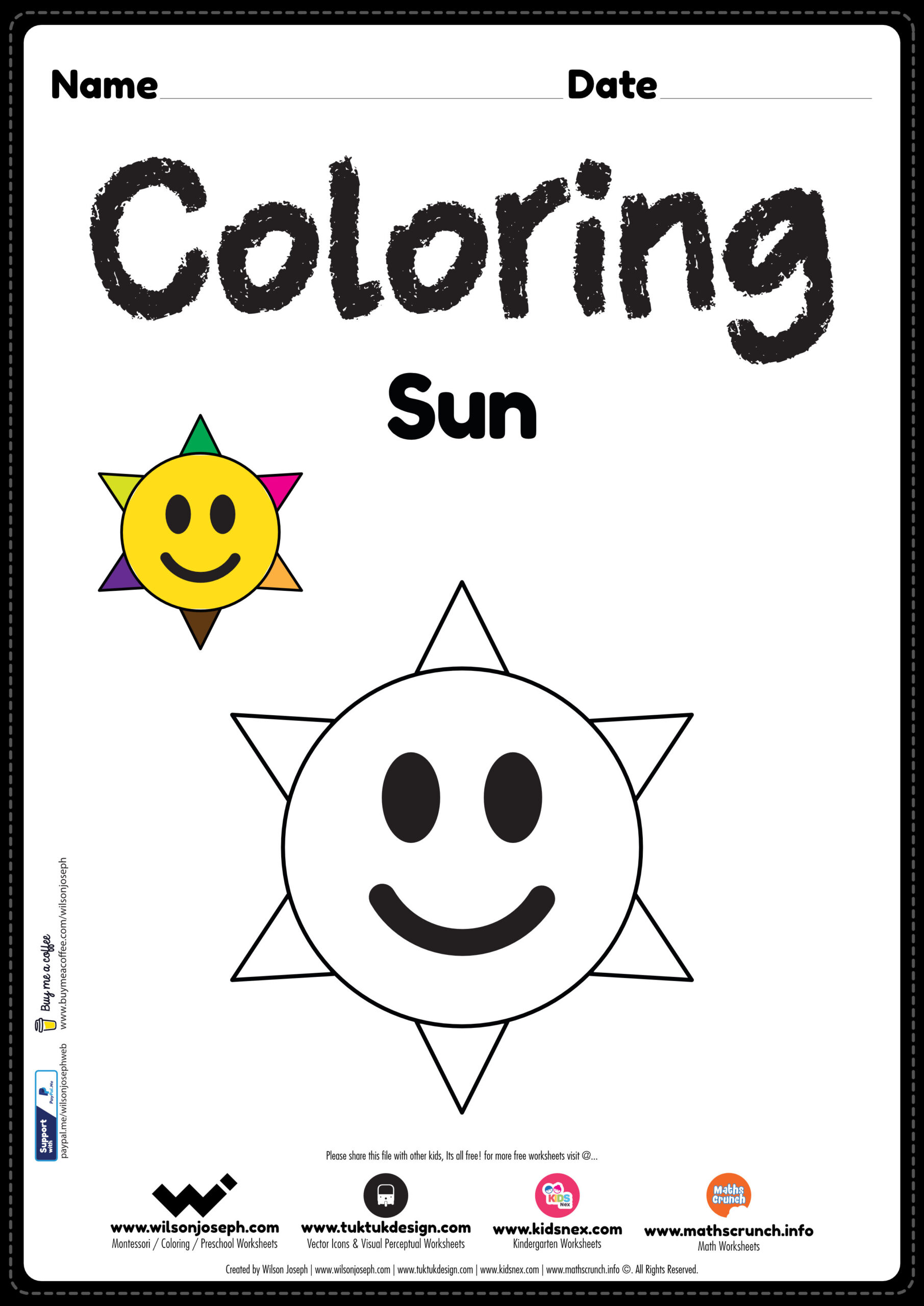 Sun Worksheets For Kids Worksheets For Kindergarten
