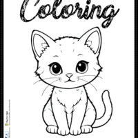 Cute cat Coloring Page for kids