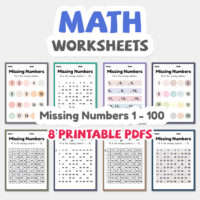 Maths worksheets, missing numbers 1 to 100 printable sheet for preschool and kindergarten kids
