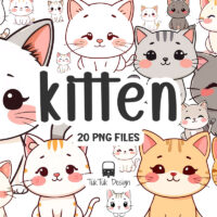 Cute kitten, cat kawaii style png clipart