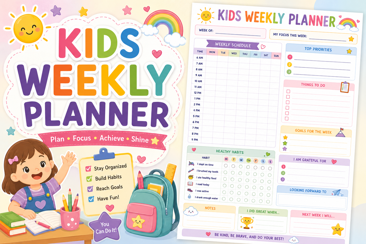 Kids Weekly Planner Template