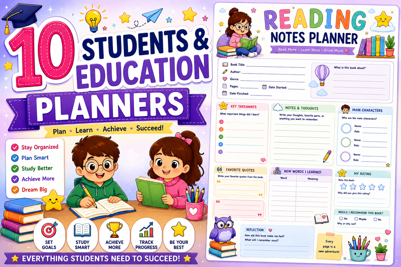 Learning goal planner for kids and students